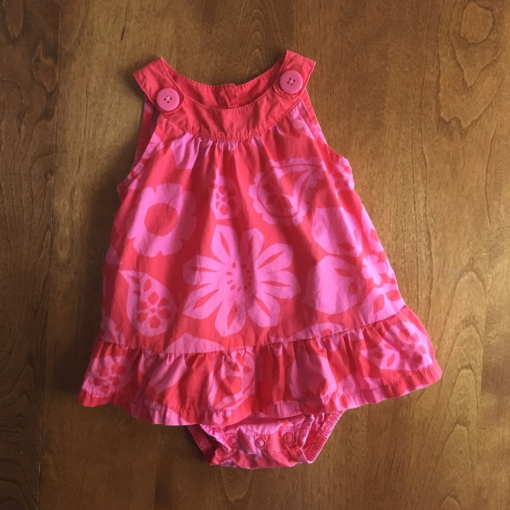 Carter's pink floral romper dress 12m